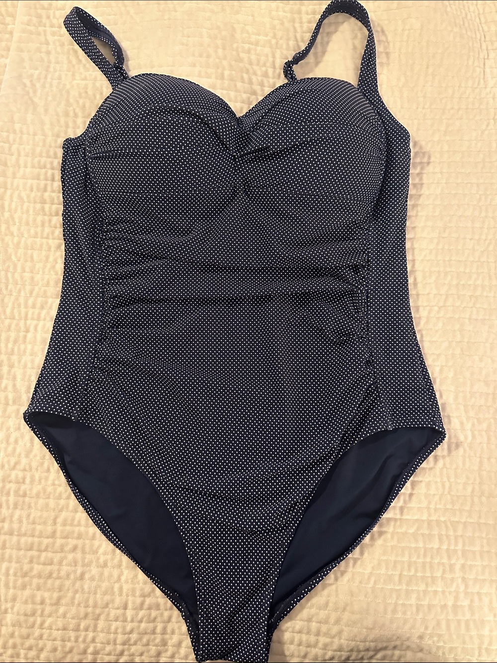 Polka Dot Navy One-Piece Swimsuit With Supportive Cups